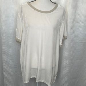 Johnny Was Velvet Crewneck Top Short Sleeve Boxy Boho Sz L